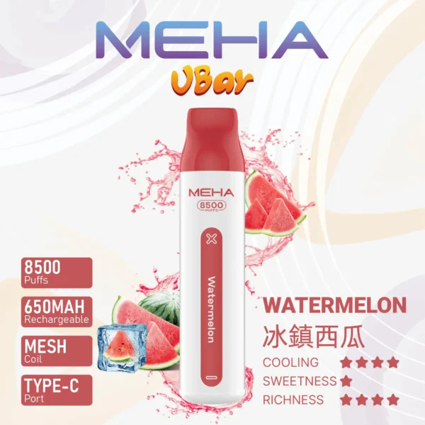 7784141f32d122351762af7166b7f5fa.webp MEHA VBar 魅嗨小白條 8500口拋棄式電子煙 Mesh網綿芯 3%尼古丁鹽 Type-C 快充 台灣現貨