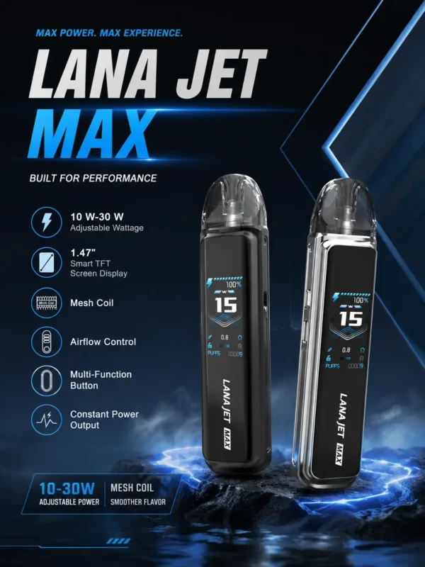 【買1贈煙油】LANA/ILIA-JETMAX聯名側注油主機套裝 1.47吋彩螢幕 可調氣流口感天花板定位 台灣現貨