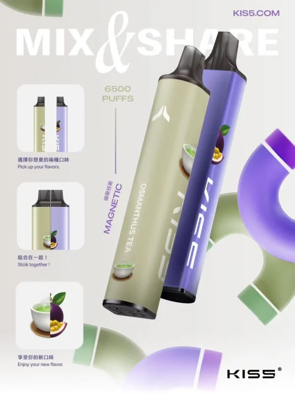 c4e4321bbdf1c65a8936386aaa68ffdd.webp KIS5鎧斯 6500口拋棄式電子煙 隨身雙芯磁吸設備 升級不漏油 Type-C快充 全台現貨