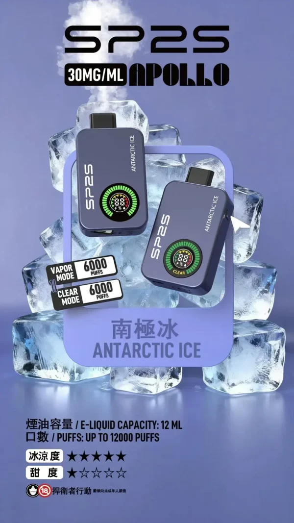 sp2snew5 SP2S 12000口 拋棄式電子煙主機 650mAh 電池容量 30mg 尼古丁鹽 支援 Type-C 快充
